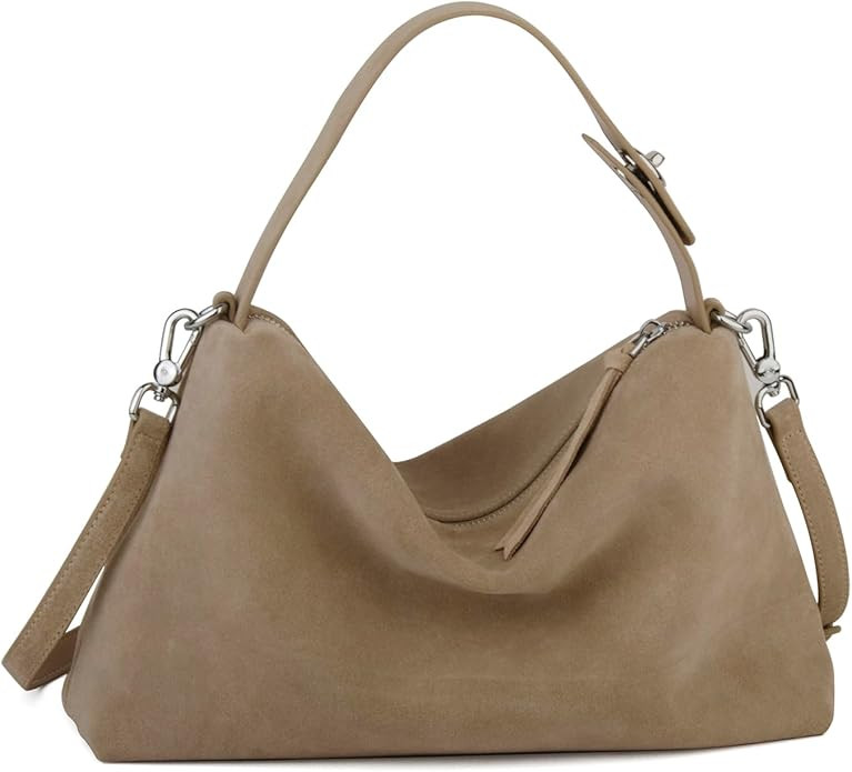 Premium Suede Leather Crossbody Bags for Women, Slouchy Suede Shoulder Bag with Adjustable Strap ... | Amazon (US)