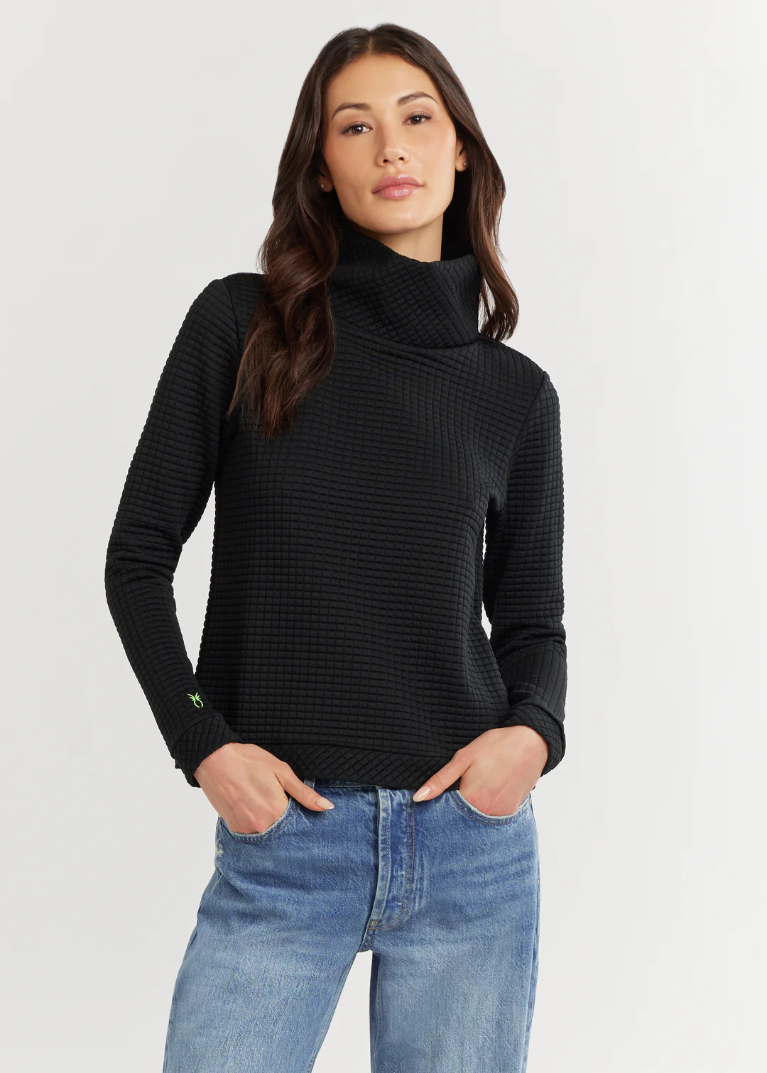 Park Slope Turtleneck in Waffle (Black) | Dudley Stephens