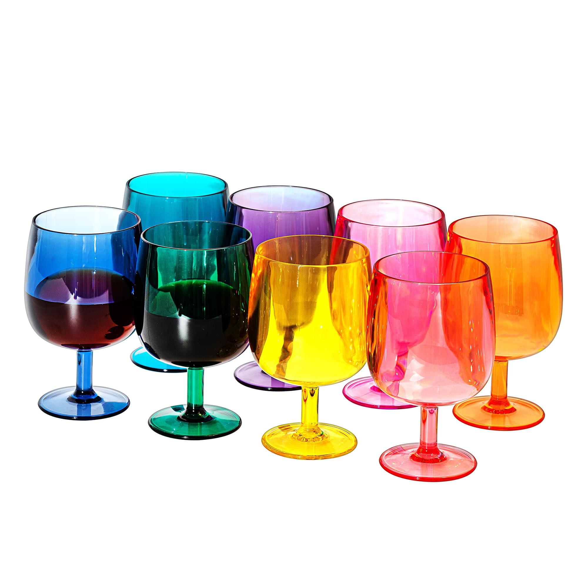 KX-WARE Classic Acrylic All-Purpose Wine Glasses, 12-ounce Plastic Stem Wine Glasses, set of 8 Multicolor | Amazon (US)