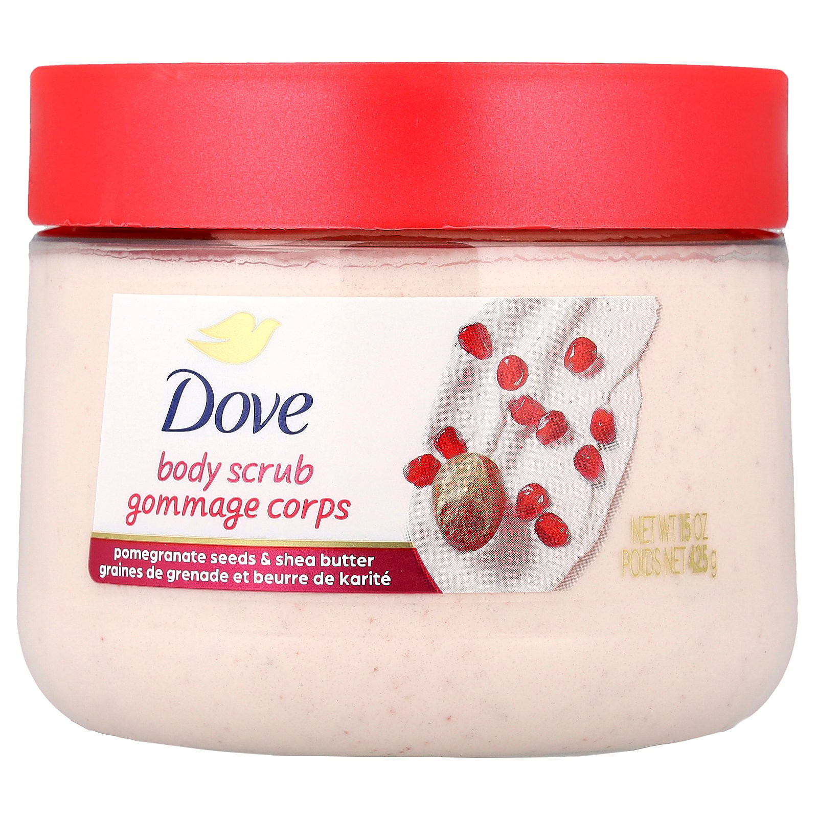 Dove Body Scrub, Pomegranate Seeds & Shea Butter, 15 oz (425 g) - Walmart.com | Walmart (US)