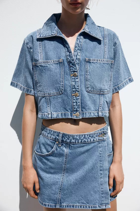 Z1975 CROPPED DENIM SHIRT | Zara UK
