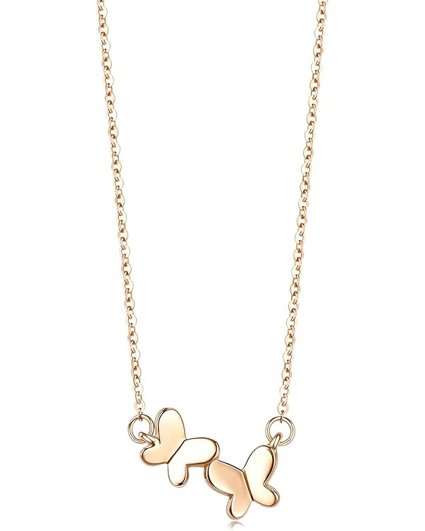 CHOW SANG SANG Delicate Gold 18K Rose Gold MINTY Collection Adorable Butterflies Necklace for Wom... | Amazon (US)