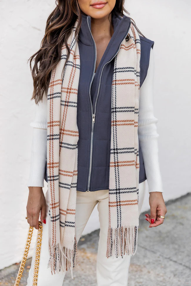 Breaking The Mold Ivory Plaid Scarf FINAL SALE | Pink Lily