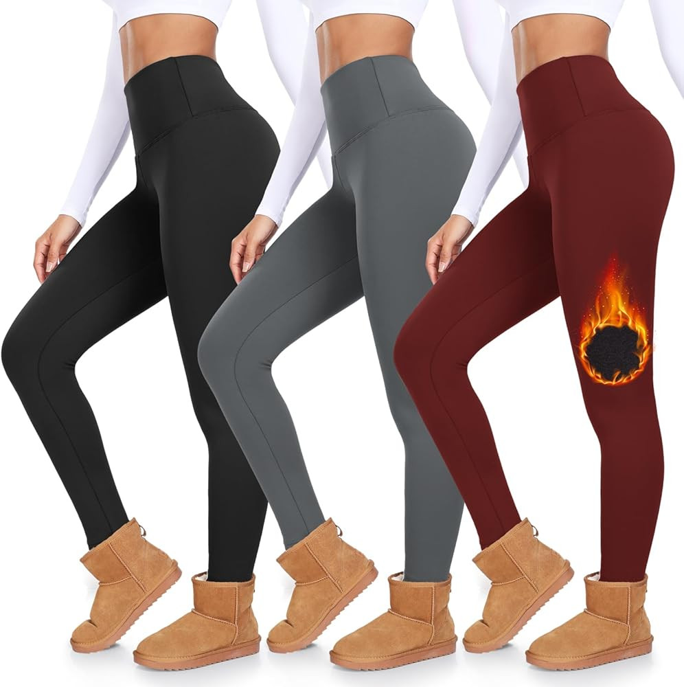 DHSO 1/3 Pack Fleece Lined Leggings Women High Waisted Winter Warm Thermal Workout leggings Tummy... | Amazon (CA)