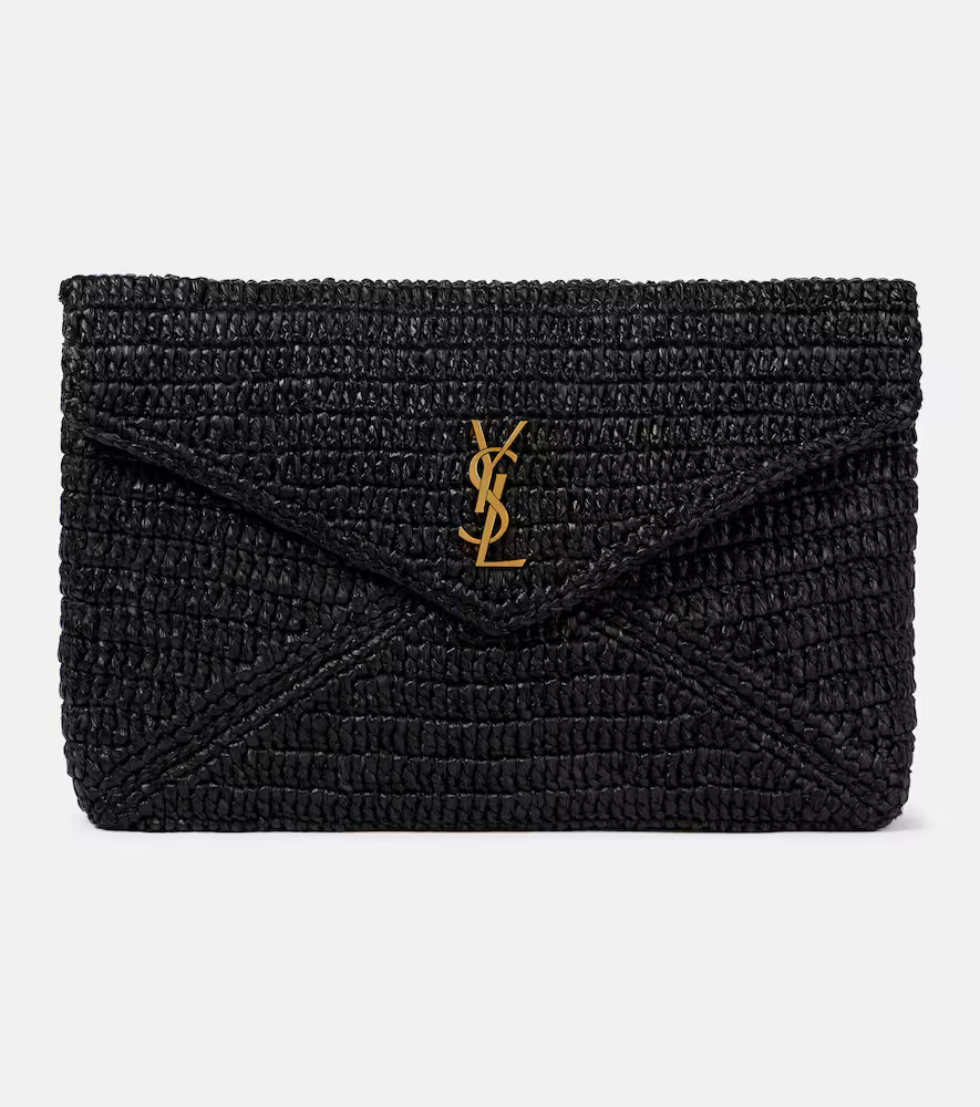 Saint Laurent Cassandre Large raffia pouch | Mytheresa (US/CA)