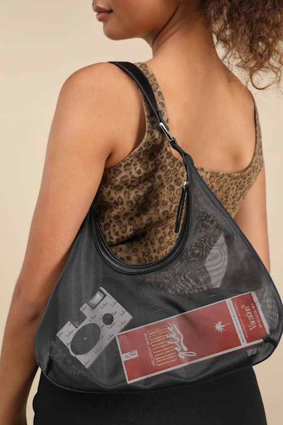 Corentin Black Sheer Mesh Shoulder Bag | Lulus
