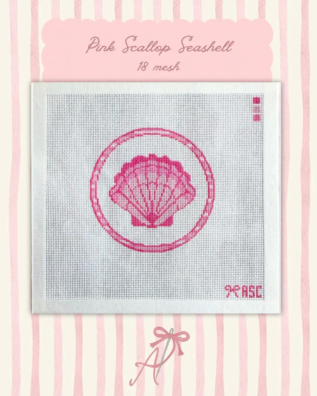 Pink Scallop Seashell Hand-Painted Needlepoint Canvas (18 Mesh) | Etsy (US)