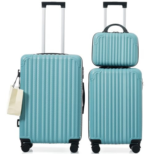Hardshell 3pcs Luggage, Lightweight Suitcase with Spinner Wheels, Ice blue | Amazon (US)