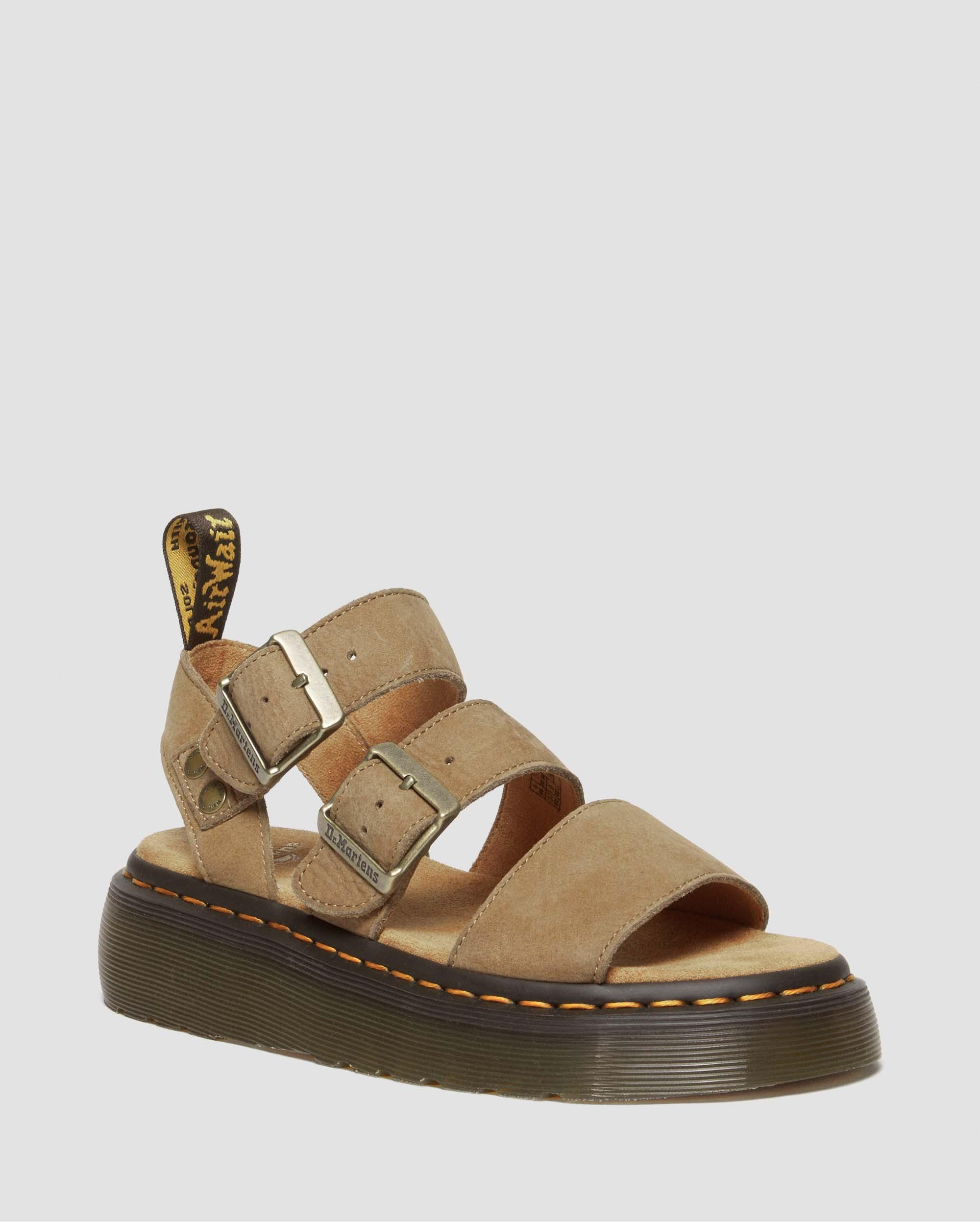 GRYPHON TUMBLED NUBUCK LEATHER PLATFORM SANDALS | Dr. Martens