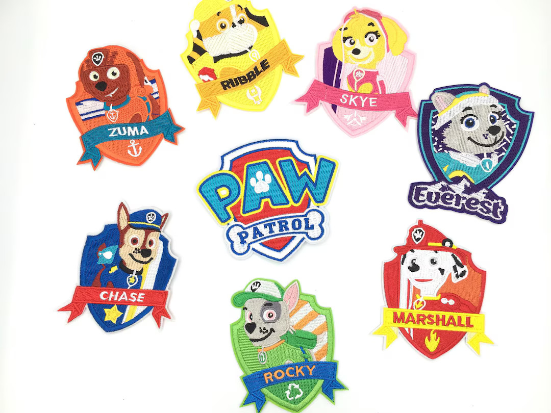 Paw Patrol Dog Patches Zuma Chase Marshall Skye Rocky Cartoon Animal Dog Iron-on Applique for Bir... | Etsy (US)