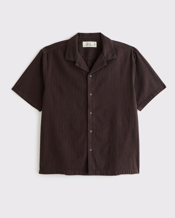 Men's Camp Collar Summer Linen-Blend Shirt | Men's Tops | Abercrombie.com | Abercrombie & Fitch (US)