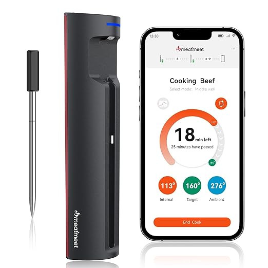 Meatmeet Pro | Smart WiFi Wireless Meat Thermometer, Digital Meat Thermometer, Ultra-Thin Bluetoo... | Amazon (UK)