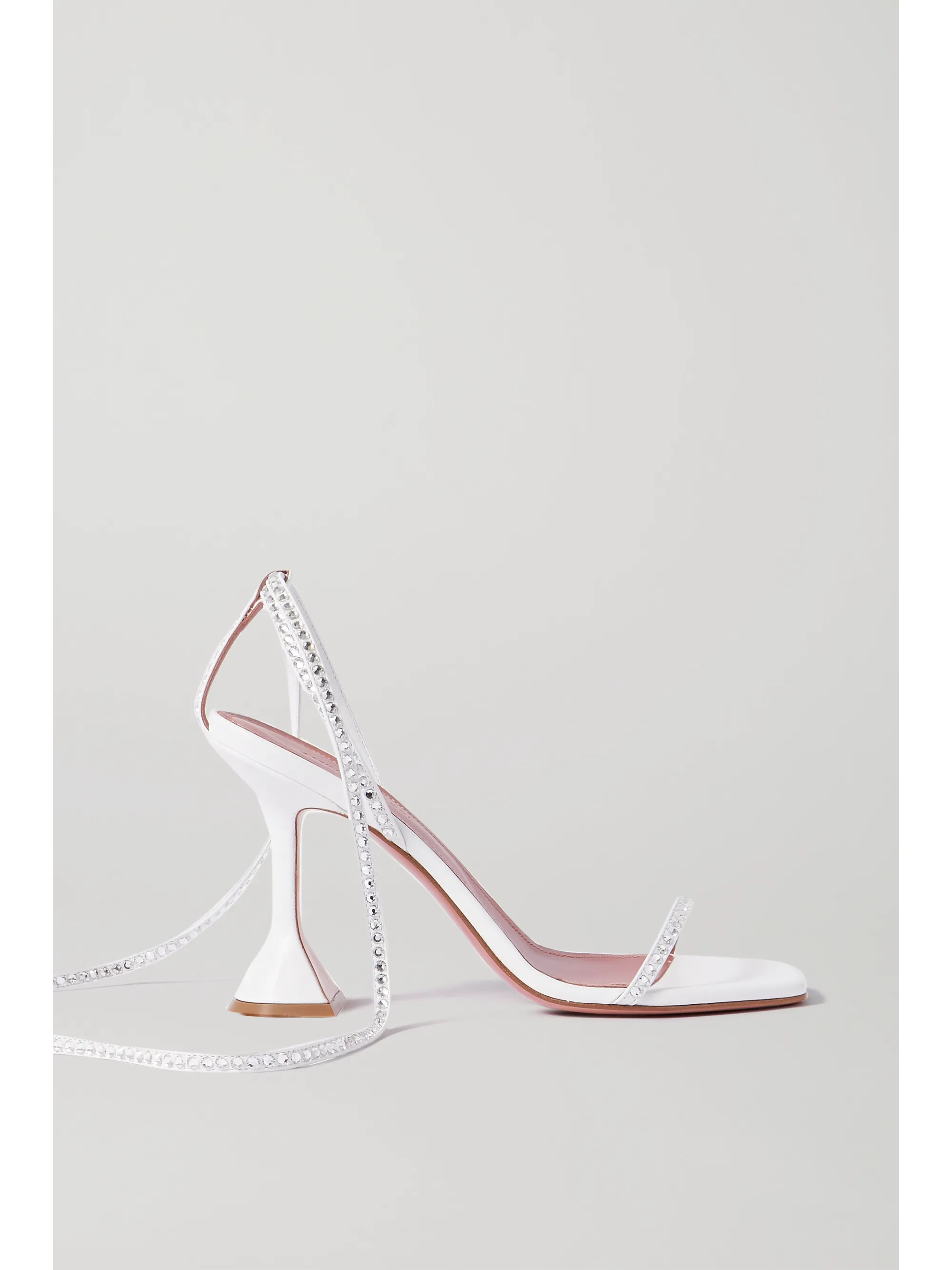 White Vita crystal-embellished leather sandals | Amina Muaddi | NET-A-PORTER | NET-A-PORTER (US)