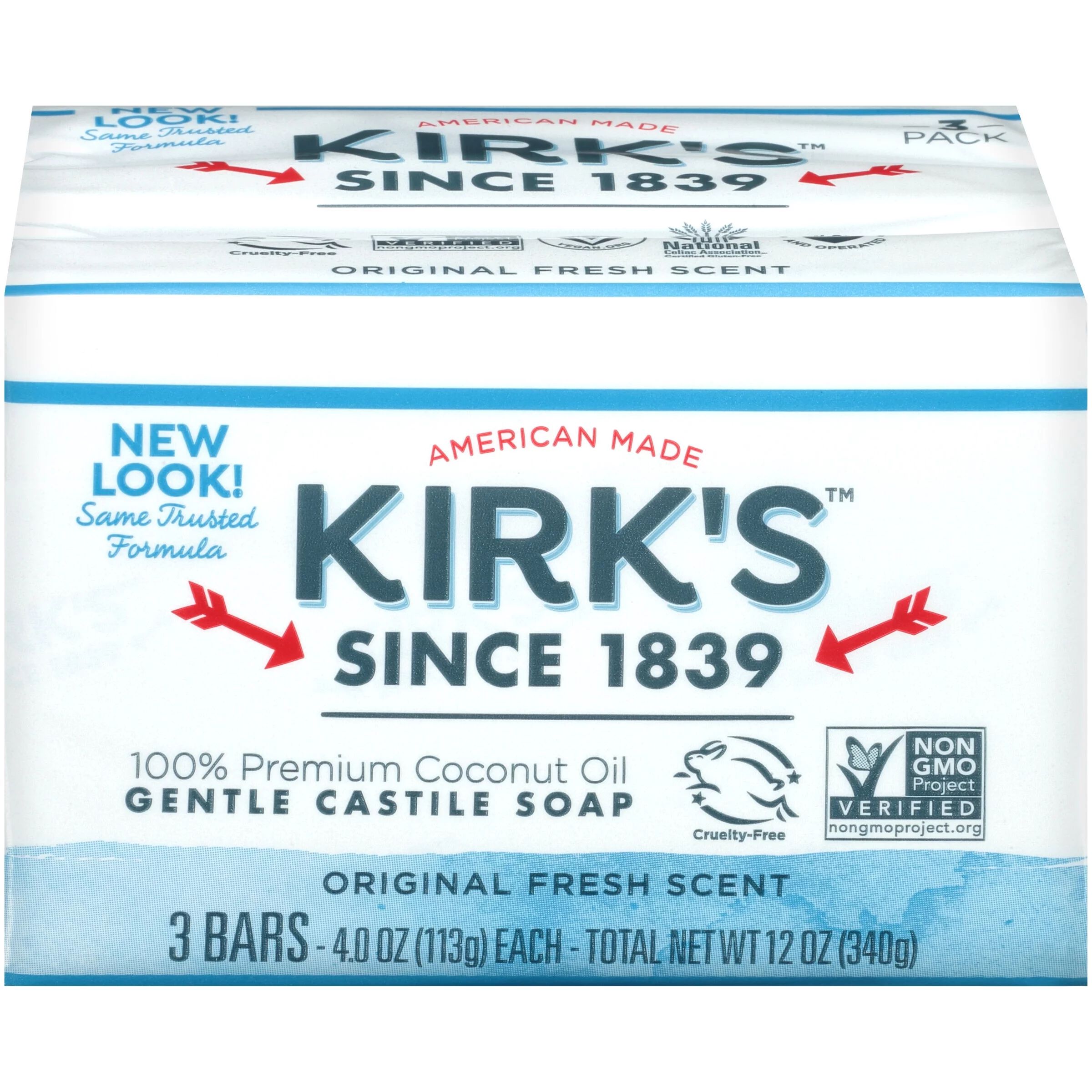 Kirk's Gentle Castile Soap, Original Fresh Scent, 3 Bars, 4 oz | Walmart (US)