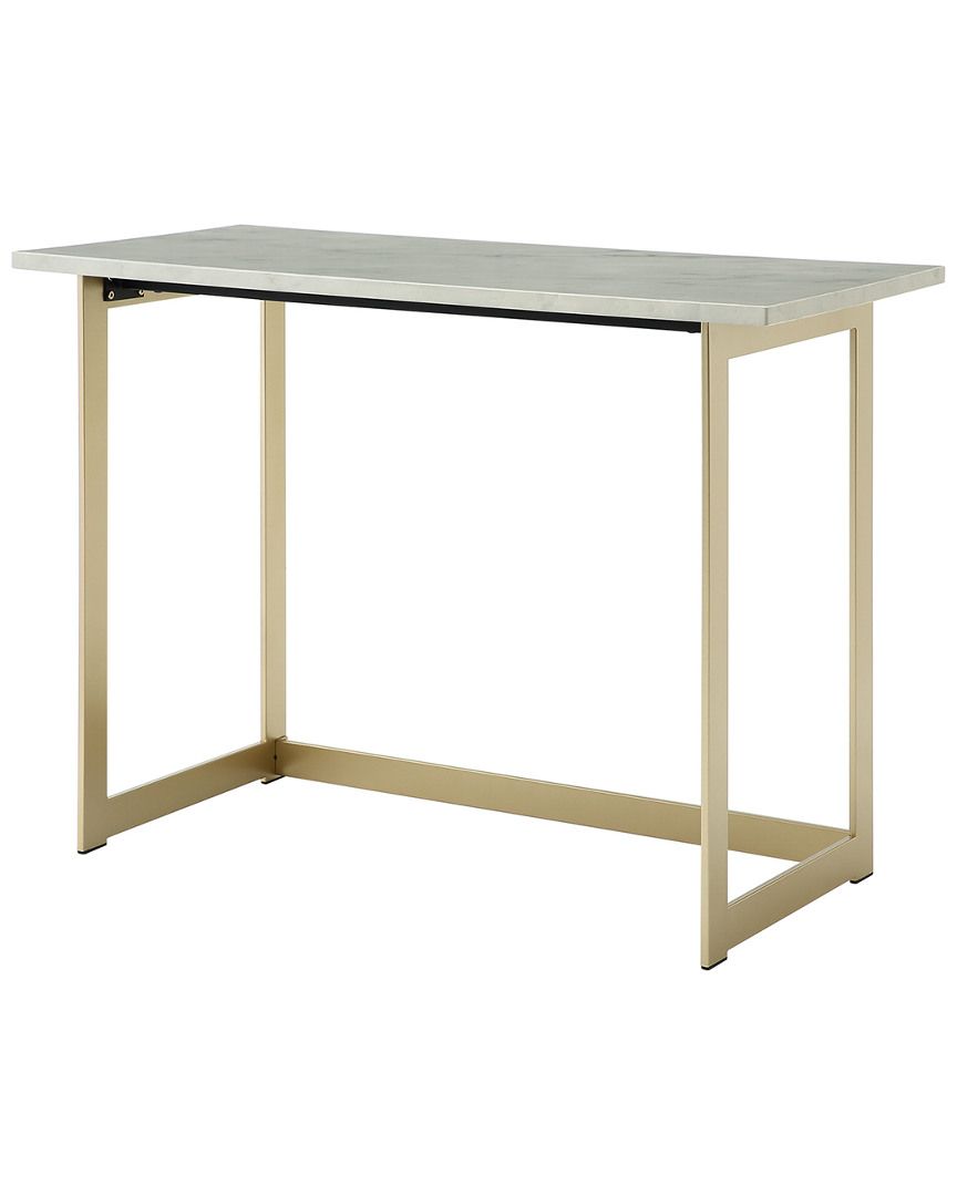 Hewson 42in Glam Faux Marble Computer Desk | Gilt