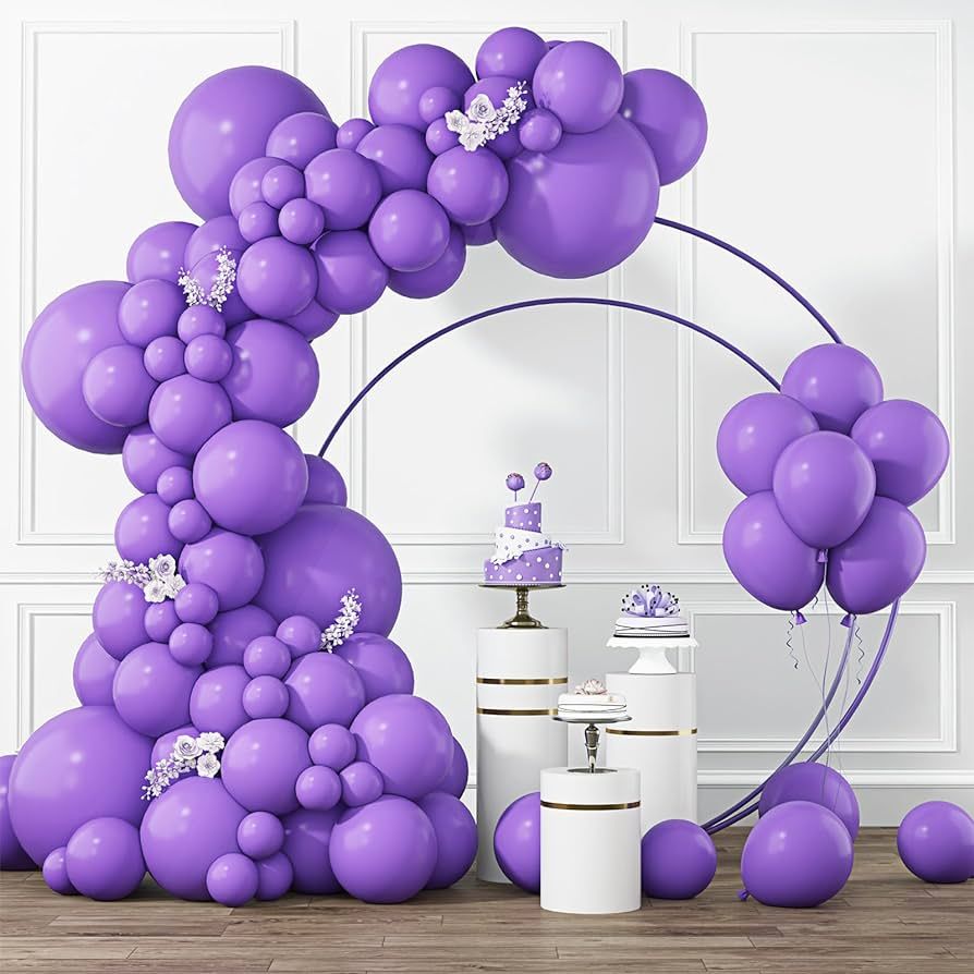 RUBFAC Purple Balloons Different Sizes 105pcs 5/10/12/18 Inch Purple Balloon Garland Kit for Wedd... | Amazon (US)