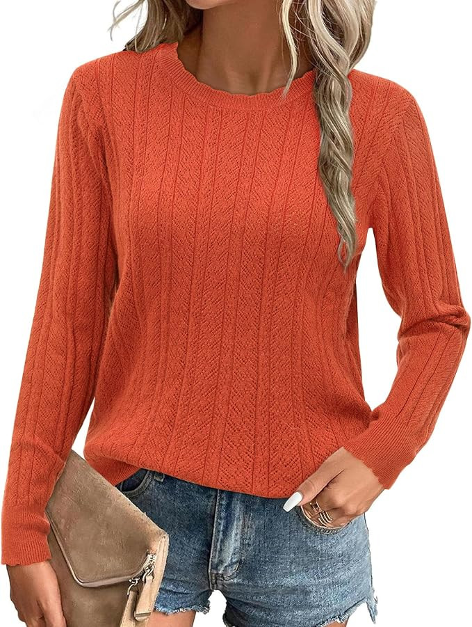 Arach&Cloz Women Sweaters 2024 Fall Ultra-Soft Long Sleeve Business Casual Outfit Crewneck Fashio... | Amazon (US)