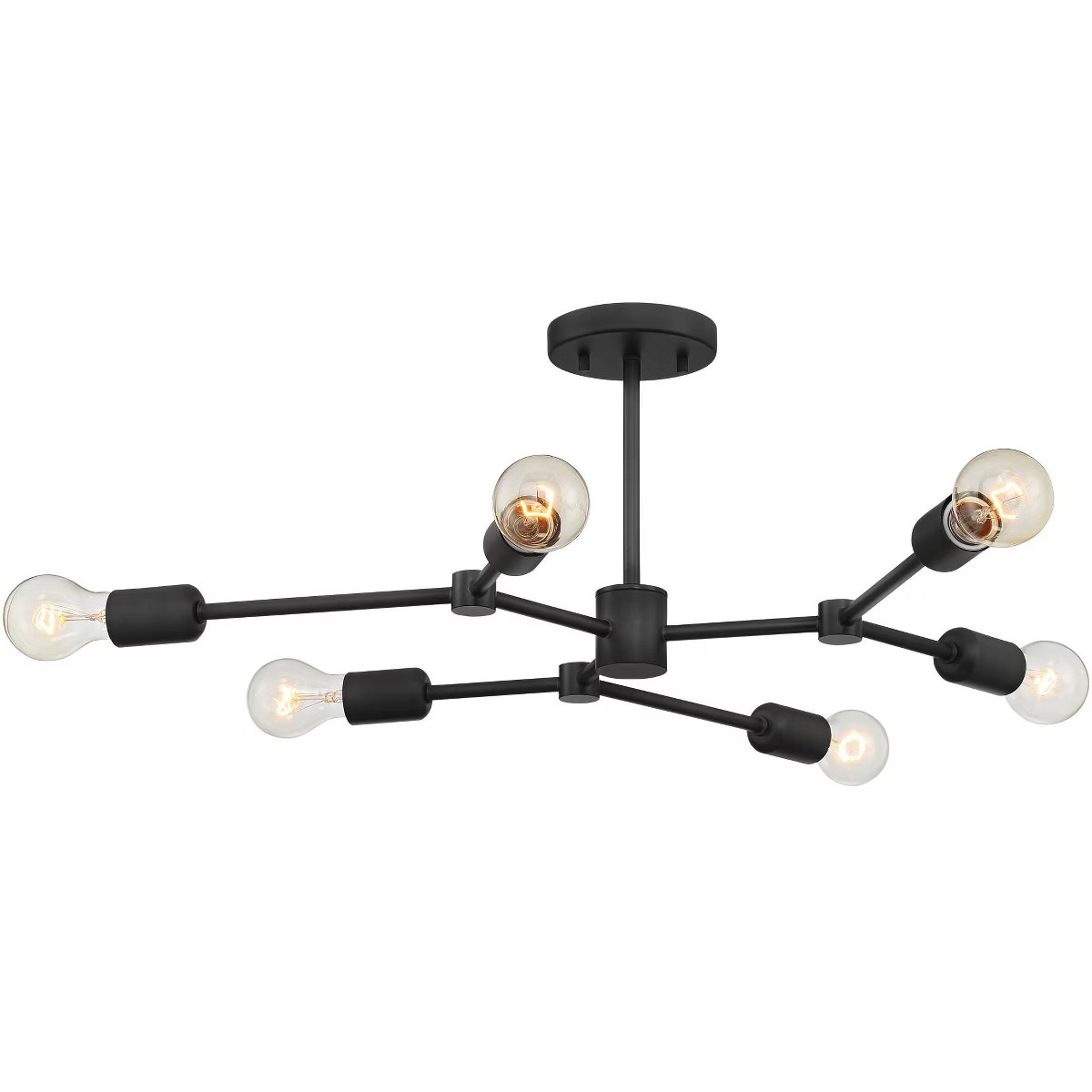 Possini Euro Design Marco Industrial Ceiling Light Semi Flush Mount Fixture 26" Wide Black 6-Ligh... | Target
