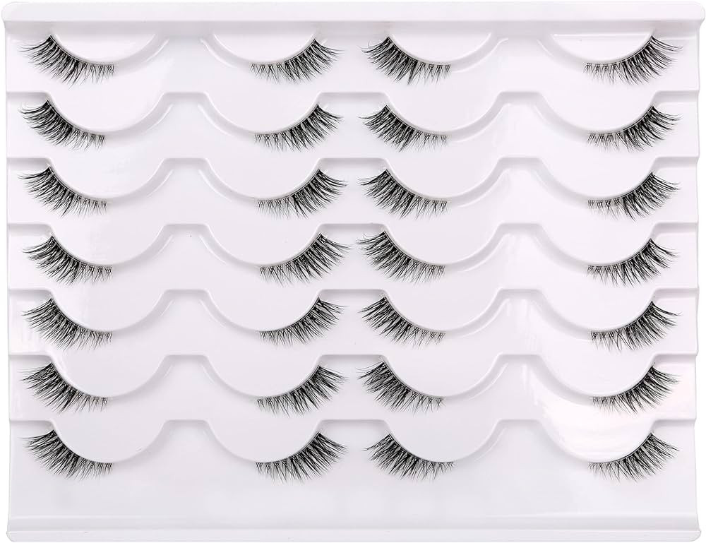 Half False Eyelashes with Clear Band Wispy Cat Eye Look Natural Short Accent Lashes Faux Mink Fak... | Amazon (US)
