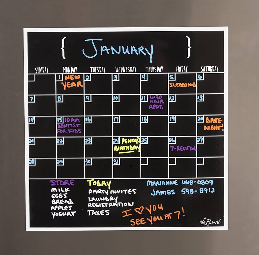 Black Dry Erase Magnet Calendar | Amazon (US)