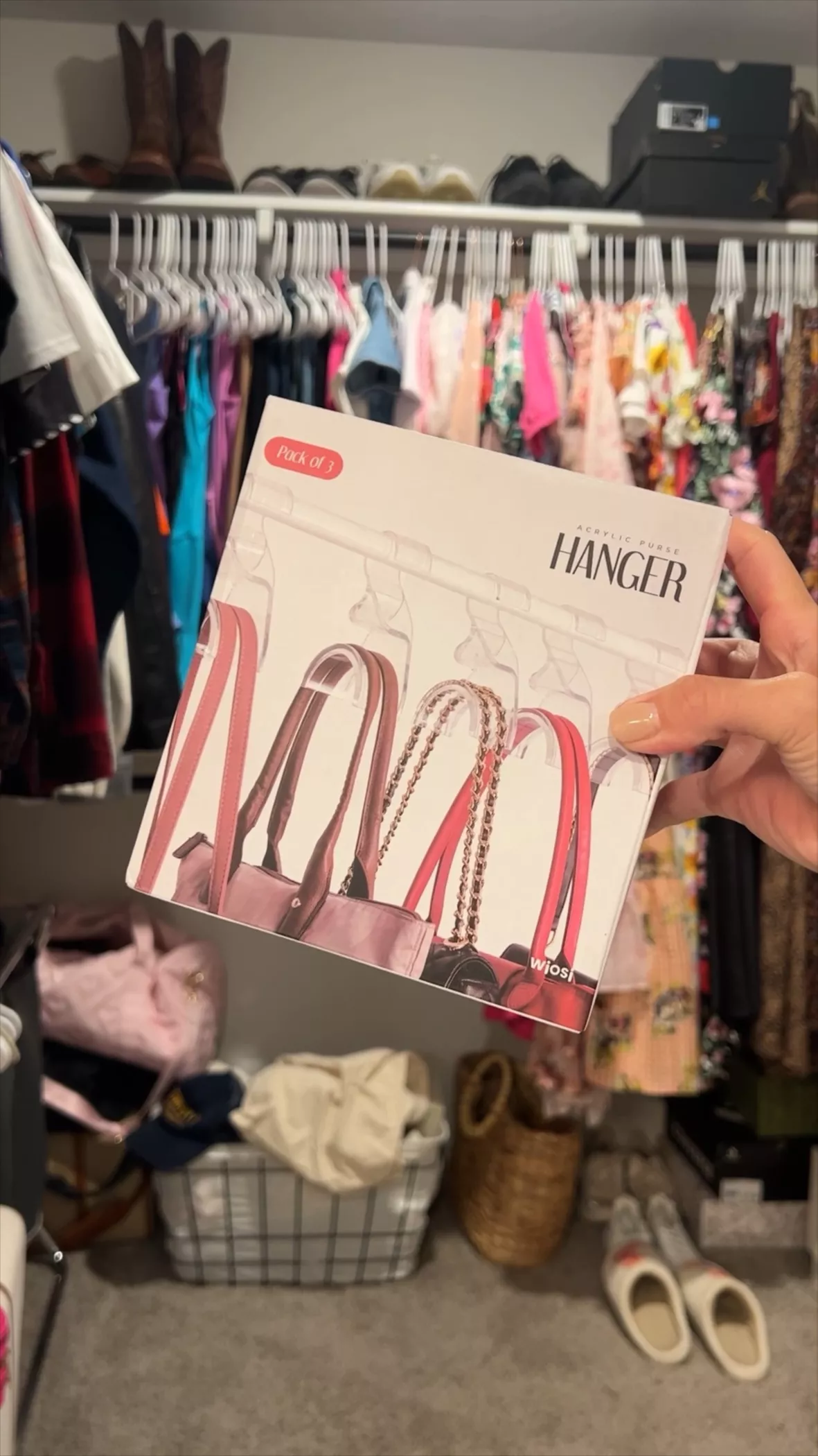 Wiosi Handbag Hanger 3 Pack - Durable Luxury Acrylic Holder Organizers Storage F