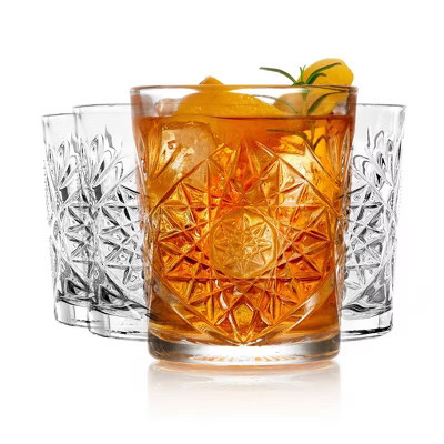 Libbey Hobstar Double Old Fashioned Glasses, 12 ounce, Clear, Set of 4 | Target