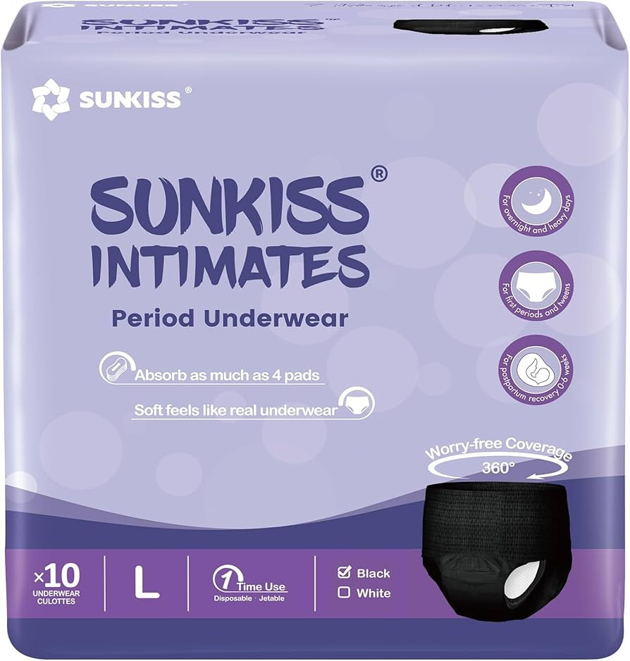 Disposable Period Underwear for Women with Heavy Flow, Unscented Postpartum Essentials, Black, La... | Amazon (US)