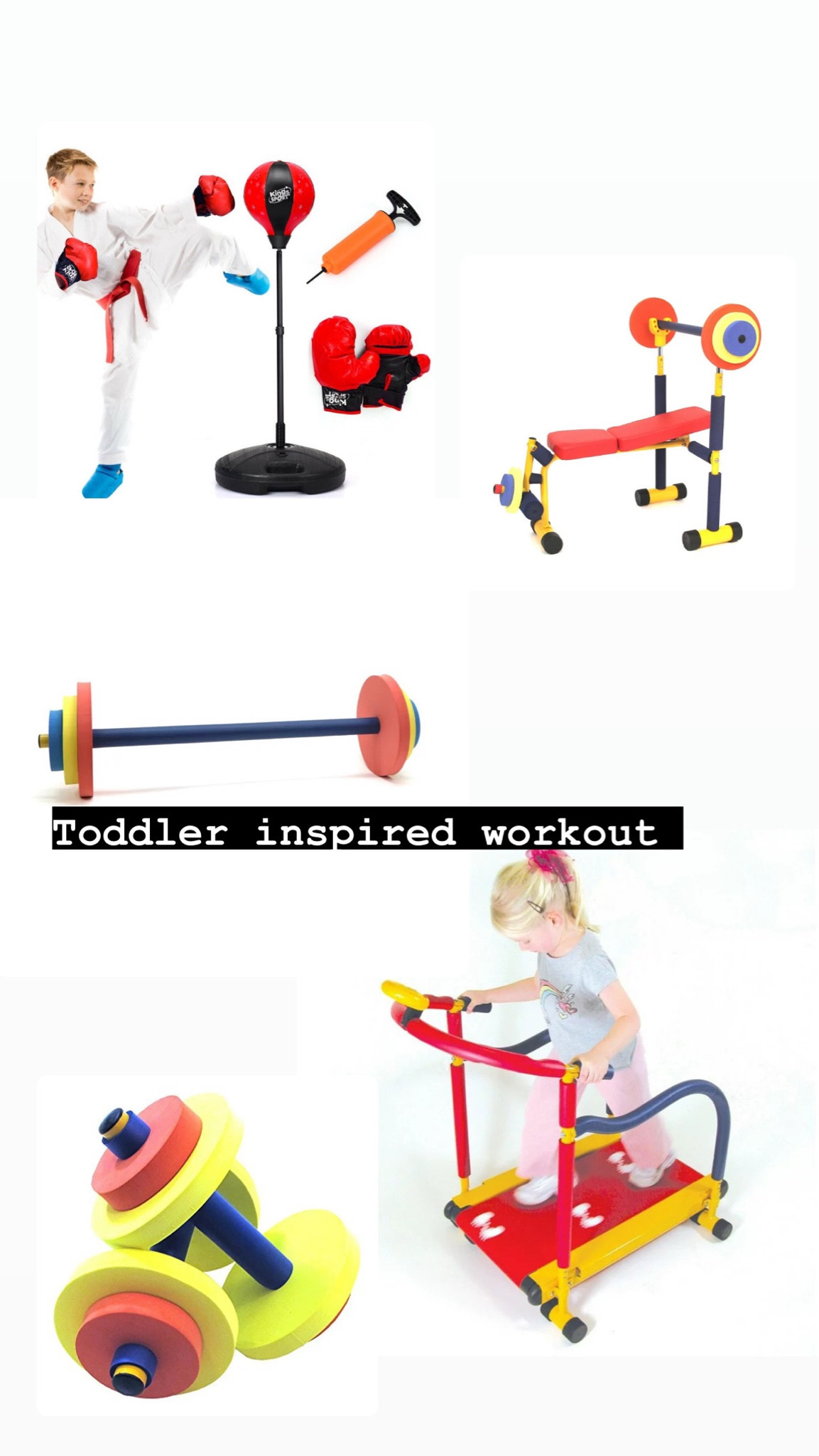Toddler inspired gym equipment/toys! So fun for them to join #fitness#toddleractivity#smallworkoutequipment#cutefind

#LTKfit #LTKFind #LTKkids