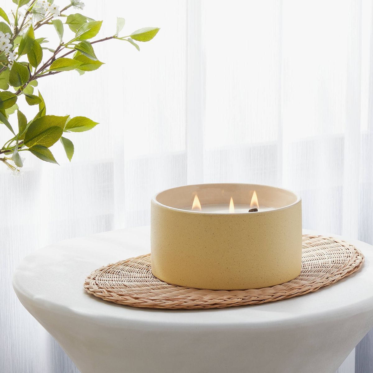 3-Wick Matte Textured 16oz Ceramic Candle with Wooden Wick Neroli and Ivy - Threshold™ | Target