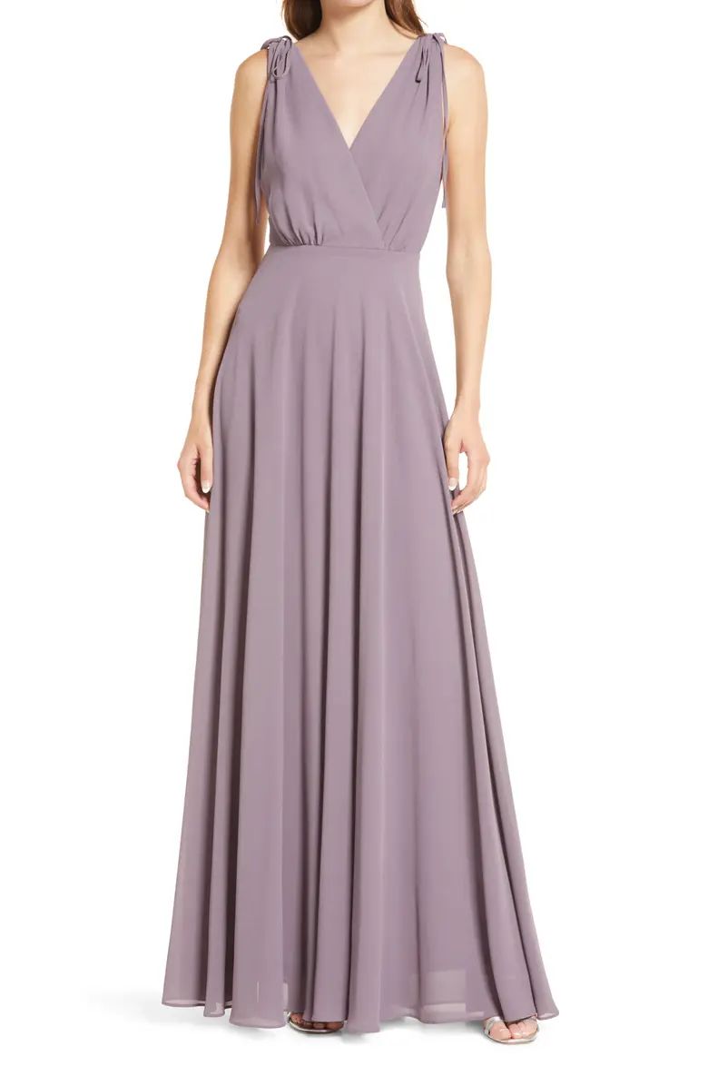 V-Neck Chiffon Gown | Nordstrom