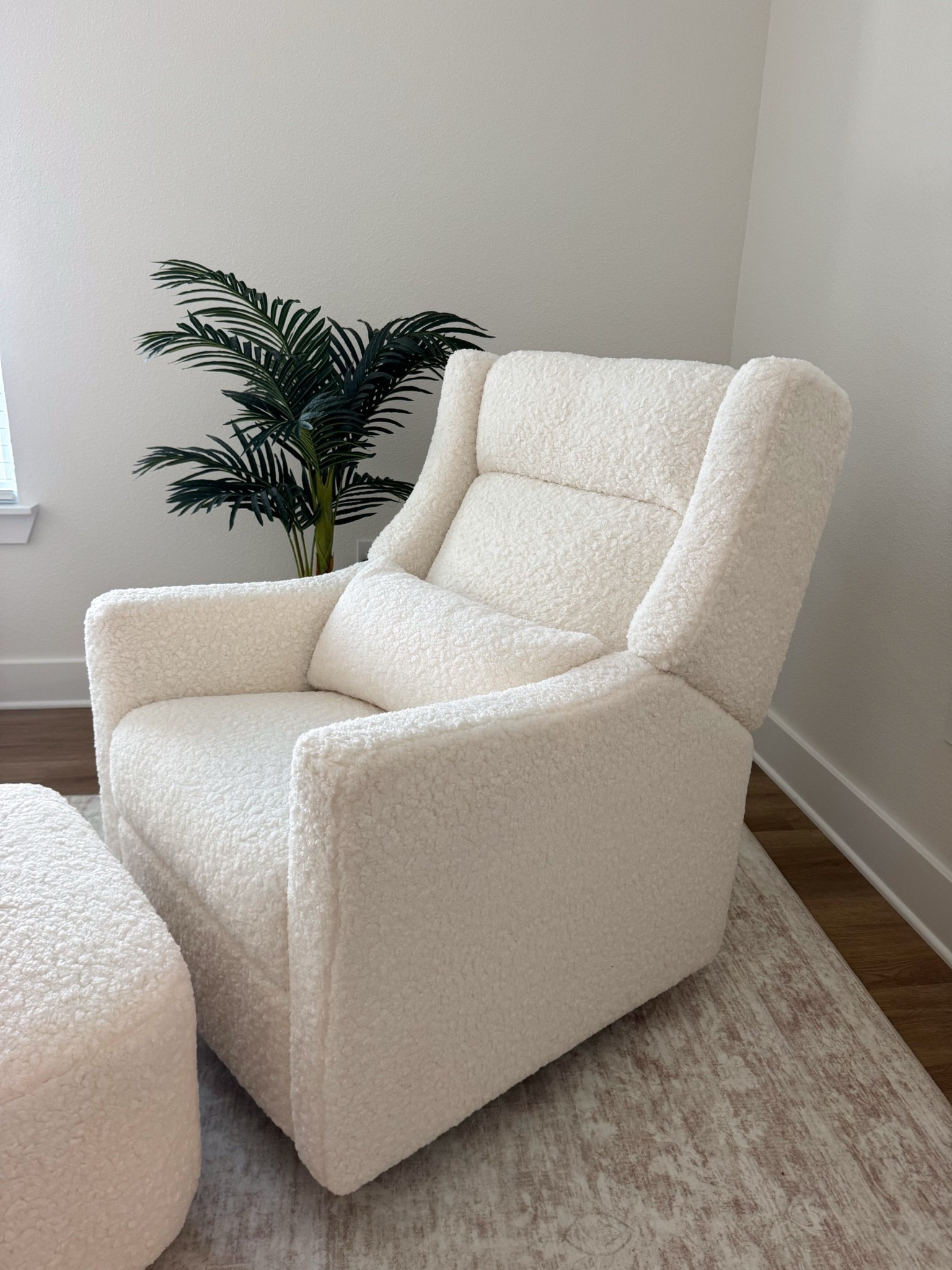 The nursery chair everyone recommends for those late-night feeds, contact naps, and cozy story times 🤍✨

Obsessed with this shearling glider + ottoman combo — it’s functional, comfy, and honestly beautiful enough for any room in the house.

#LTKHome #LTKBaby #LTKmomlife