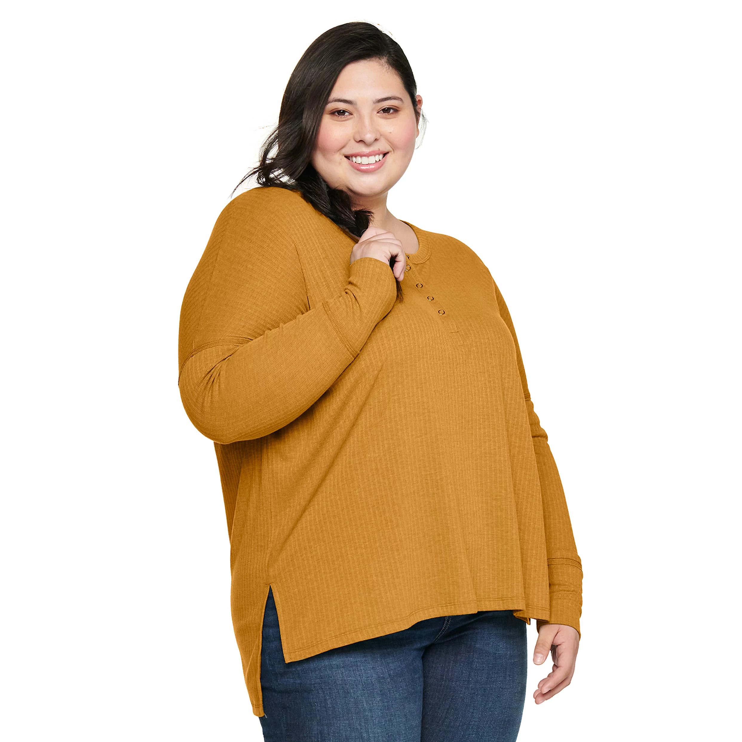 Juniors' Plus Size SO® Long Sleeve Henley Tee | Kohl's