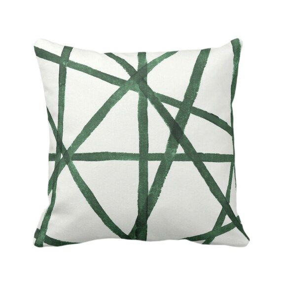 Hand Painted Lines Throw Pillow or Cover Kale & White 14 16 | Etsy | Etsy (US)