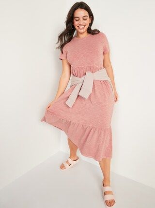 Garment-Dyed Fit &#x26; Flare Slub-Knit Midi Dress for Women | Old Navy (US)