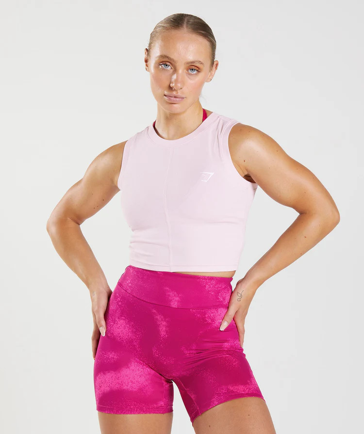 GS Power Ribbed Midi Tank - Sweet Pink | Gymshark US