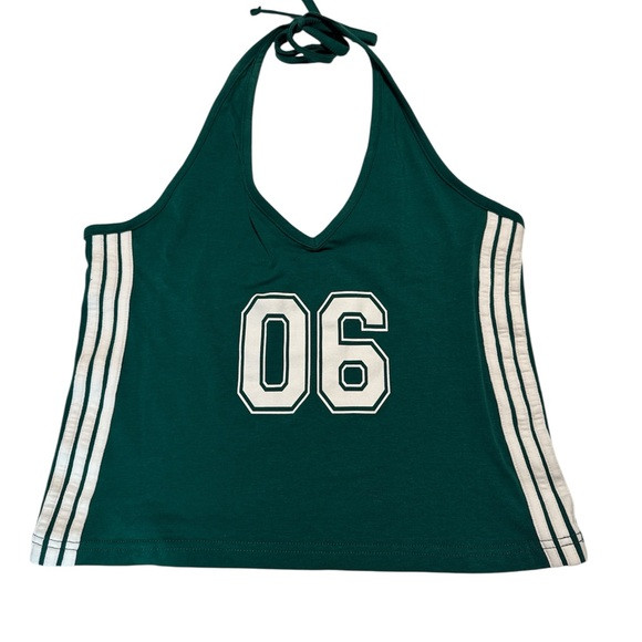 Rebellious One Dark Green Halter Tank with White '06' Graphic | Poshmark