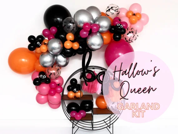 Hallow's Queen DIY Balloon Garland Arch Kit - Pink, Orange, Bats, Spider, Ghouls, Goblins, Ghosts... | Etsy (US)