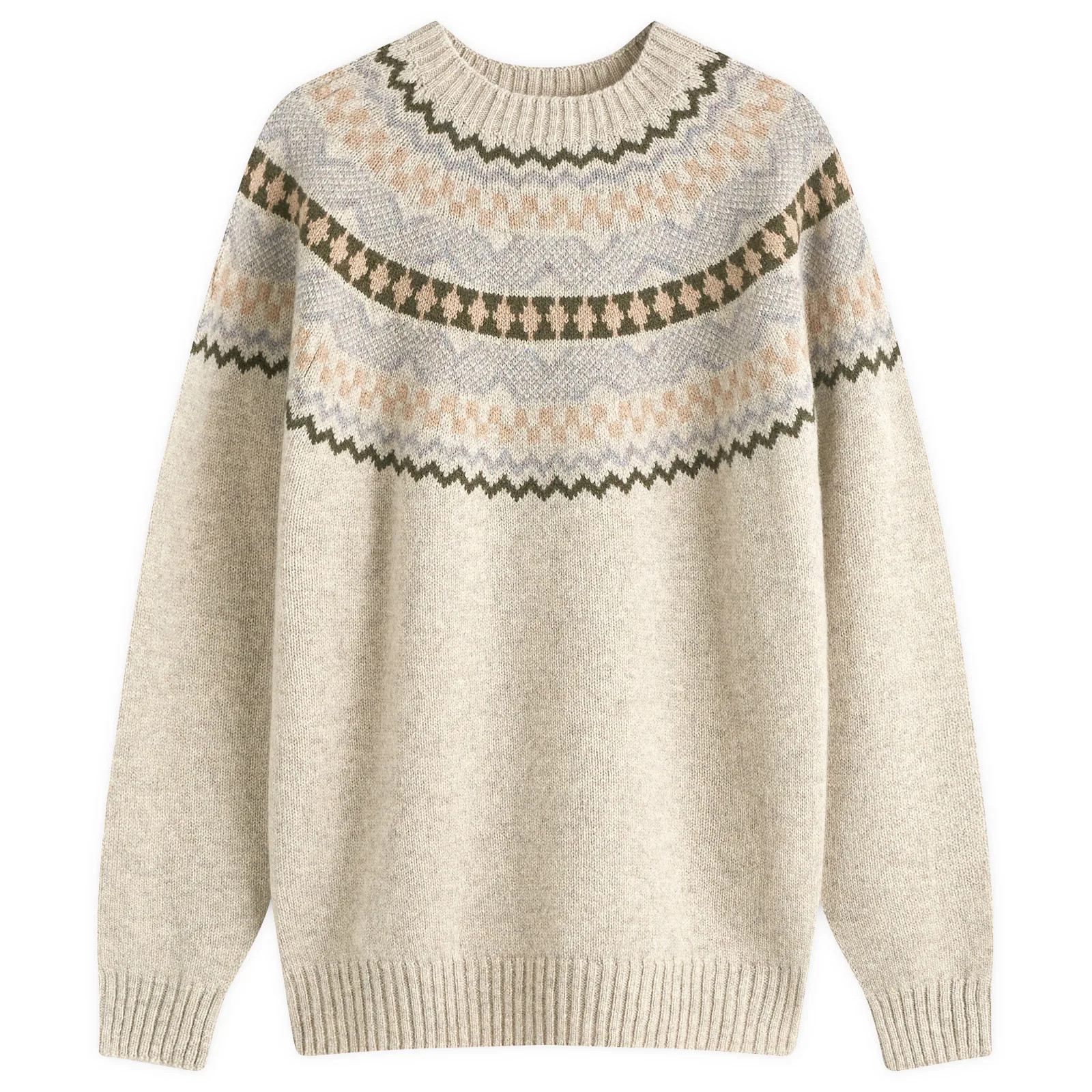 Country Of Origin Men's Soho Fairisle Knit Jumper in Biscuit, Size Small | END. Clothing | END. Clothing