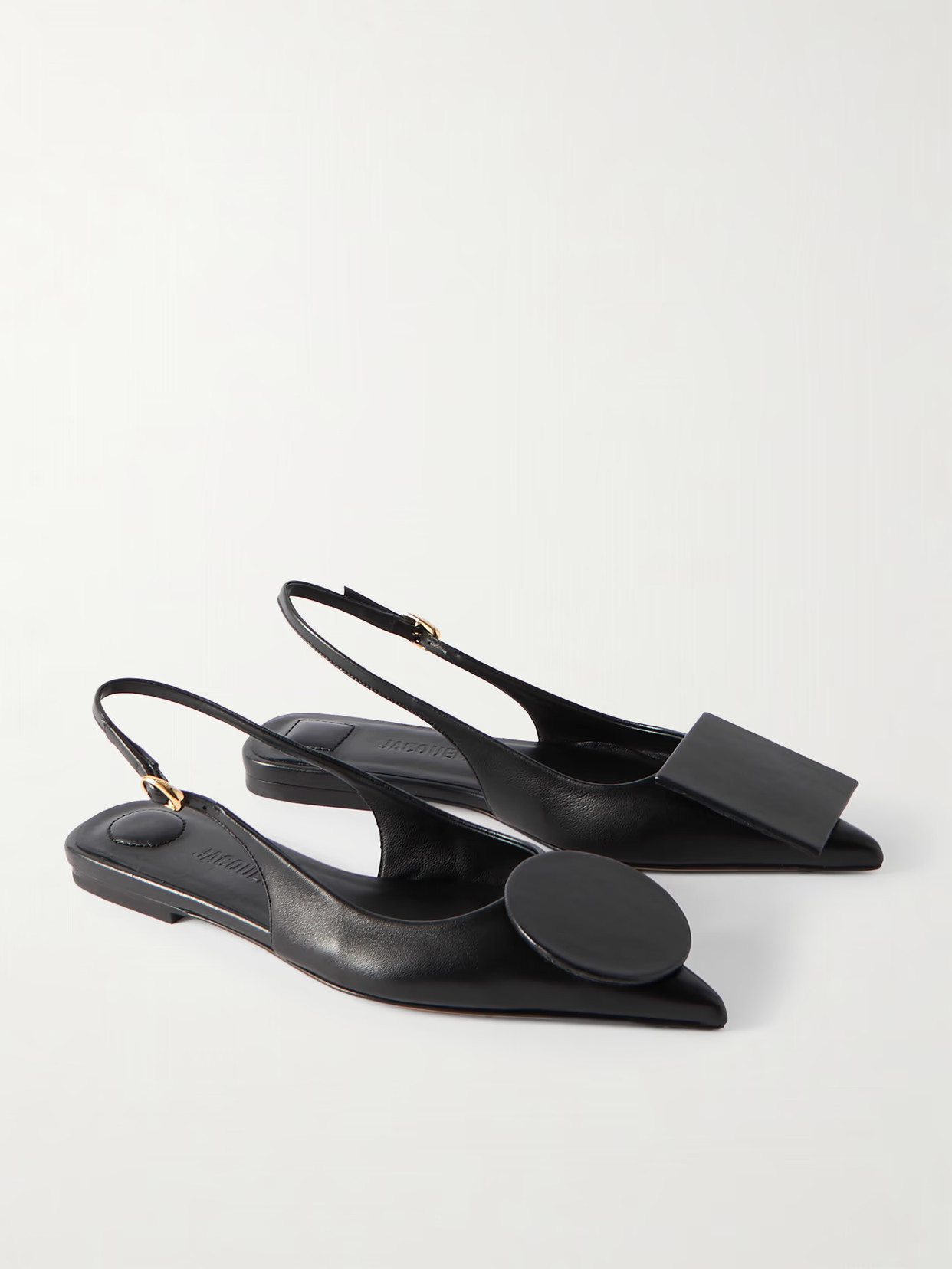 Jacquemus - Duelo Embellished Leather Point-toe Slingback Flats - Black | NET-A-PORTER (UK & EU)