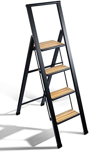Sorfey Premium 4 Step Modern Bamboo Ladder. Lightweight, Ultra Slim Profile, Anti Slip Steps, Stu... | Amazon (US)