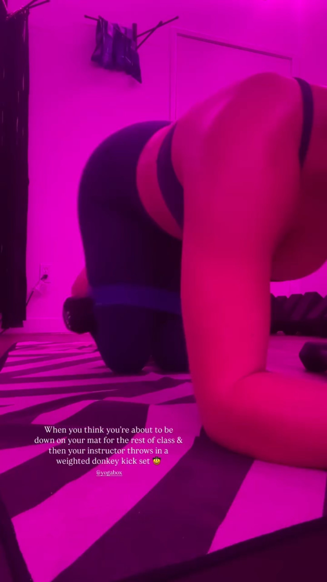 When you think you’re about to be down on your mat for the rest of class & then your instructor throws in a weighted donkey kick set 🤠 

#LTKStyleTip #LTKActive #LTKFindsUnder100