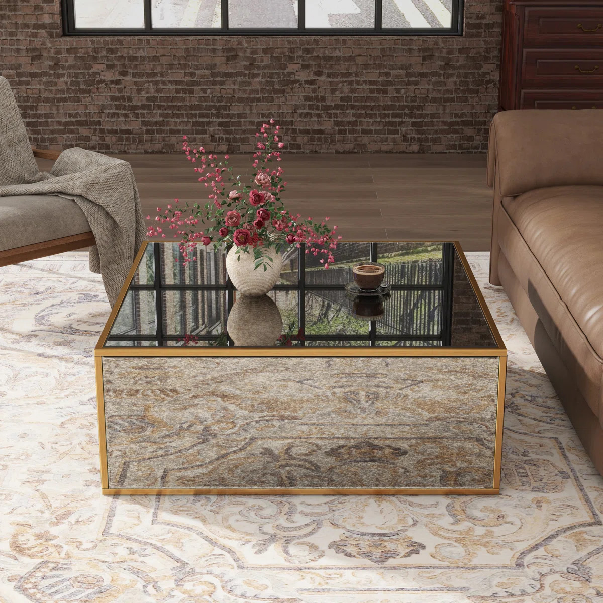 Wierd Mirrored Block Coffee Table 35”W x 14” H | Wayfair North America