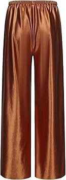 Women Satin Wide Leg Dress Pants Silk Casual Dressy Long Flowy Pants Elastic High Waisted Trouser... | Amazon (US)