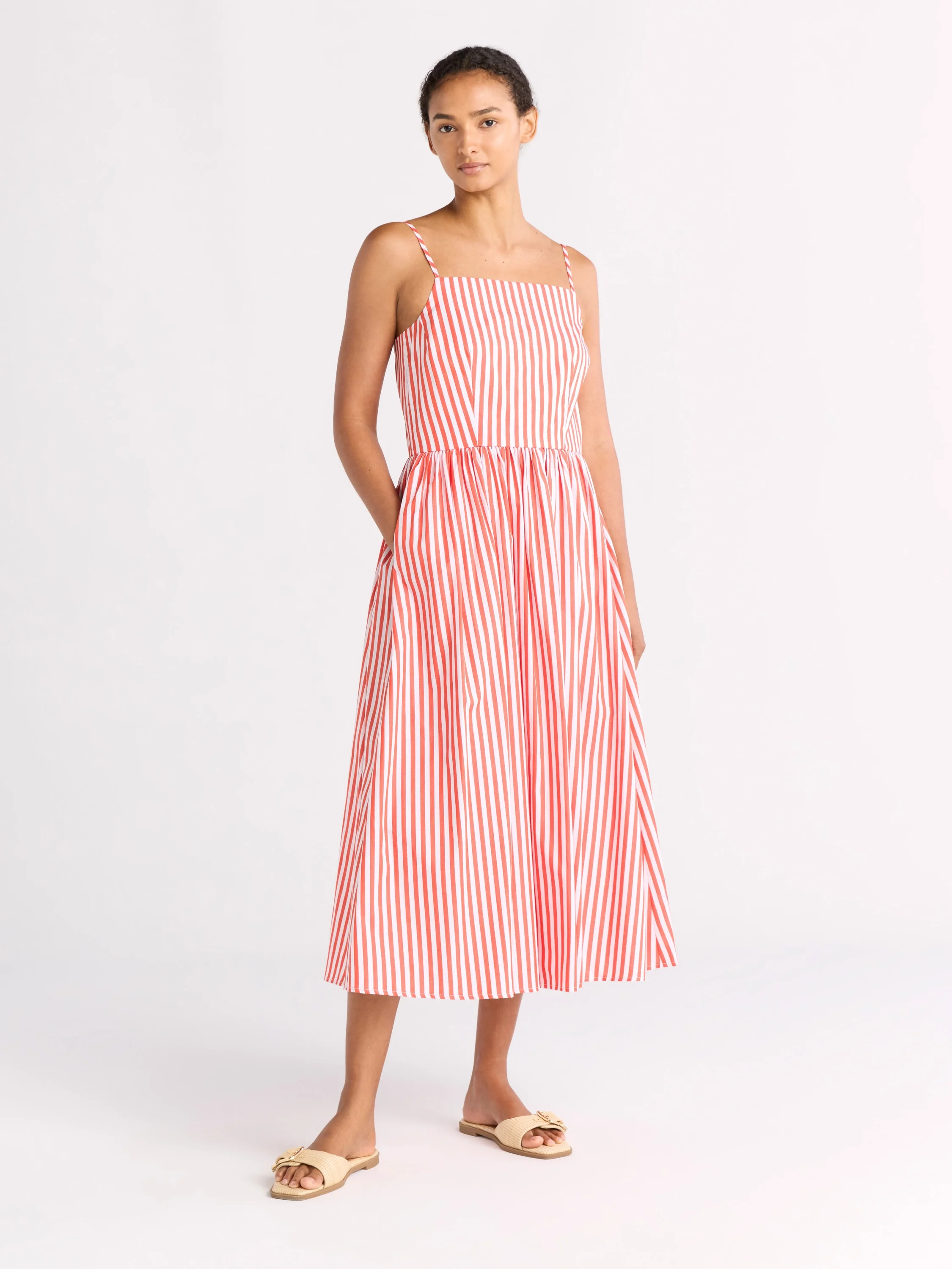 Free Assembly Women's Square Neck Cotton Maxi Dress, Sizes XS-XXL | Walmart (US)