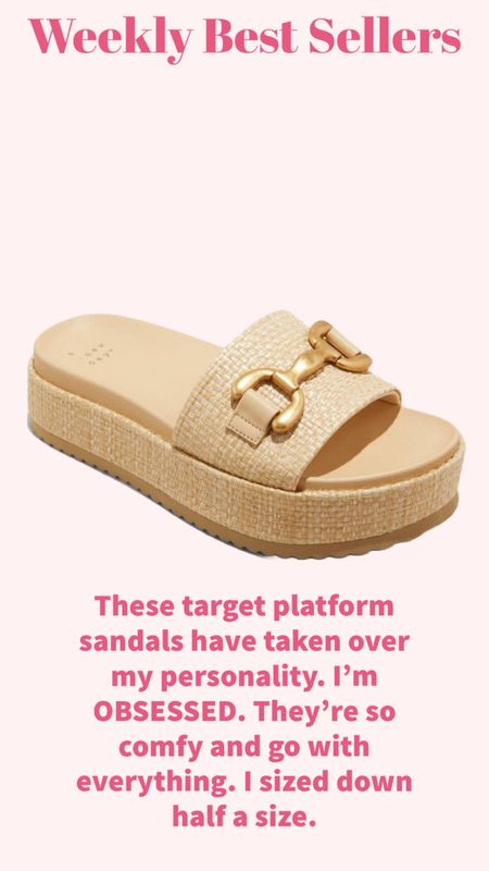 These target platform sandals have taken over my personality. I’m OBSESSED. They’re so comfy and go with everything. I sized down half a size. 

#LTKfindsunder50 #LTKshoecrush #LTKfindsunder100
