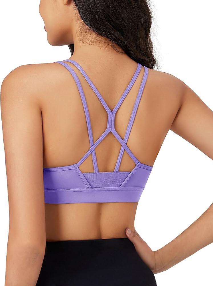MAGCOMSEN Womens Strappy Sports Bra Padded Backless Sexy Low Impact Moisture-Wicking Wireless for... | Amazon (US)