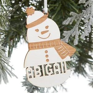 Snowman Character Personalized Whitewash Wood Ornament | Personalization Mall