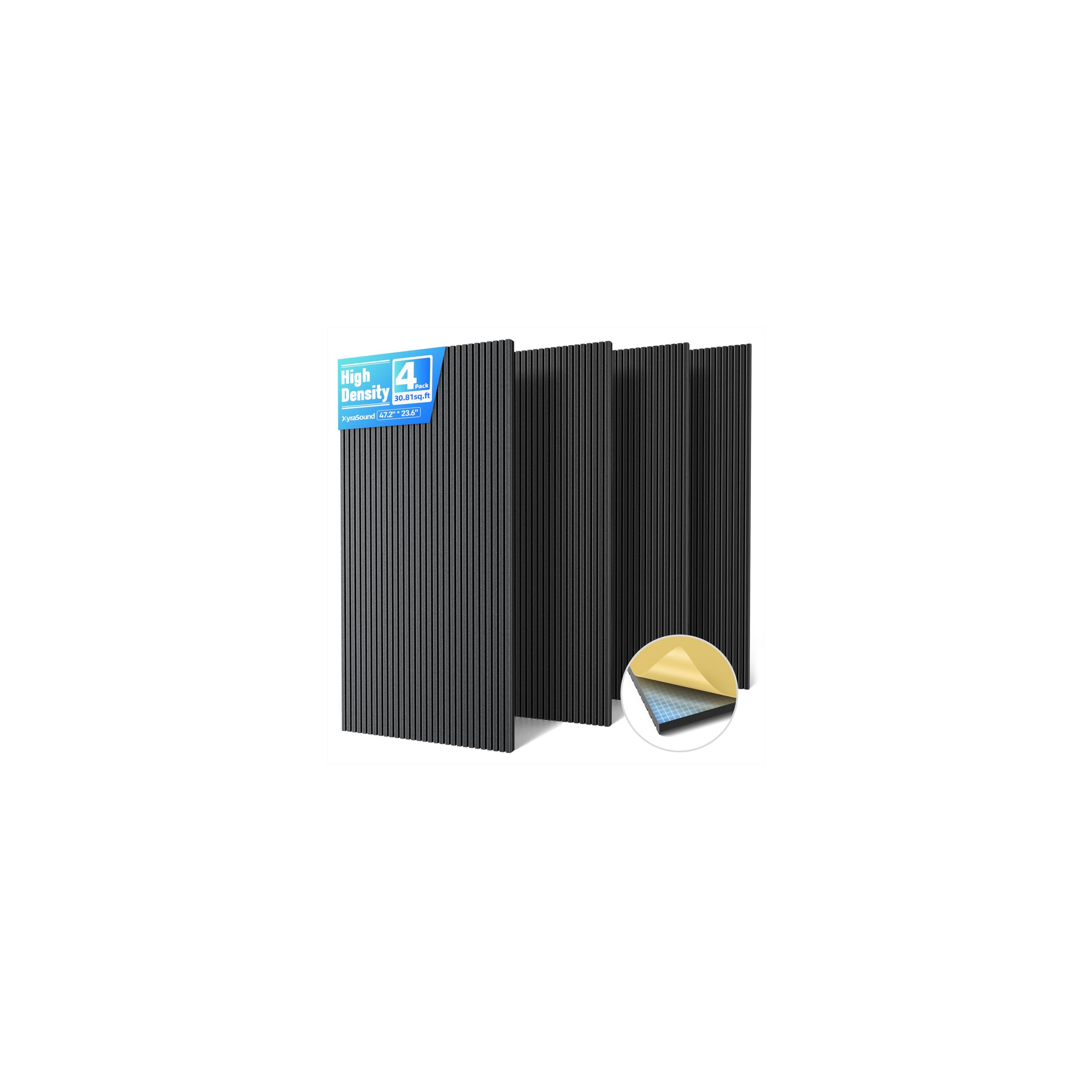4 Pack Large Acoustic Panels Sound Absorbing with Self-Adhesive, 47.2”*23.6”*0.36” High Den... | Amazon (US)