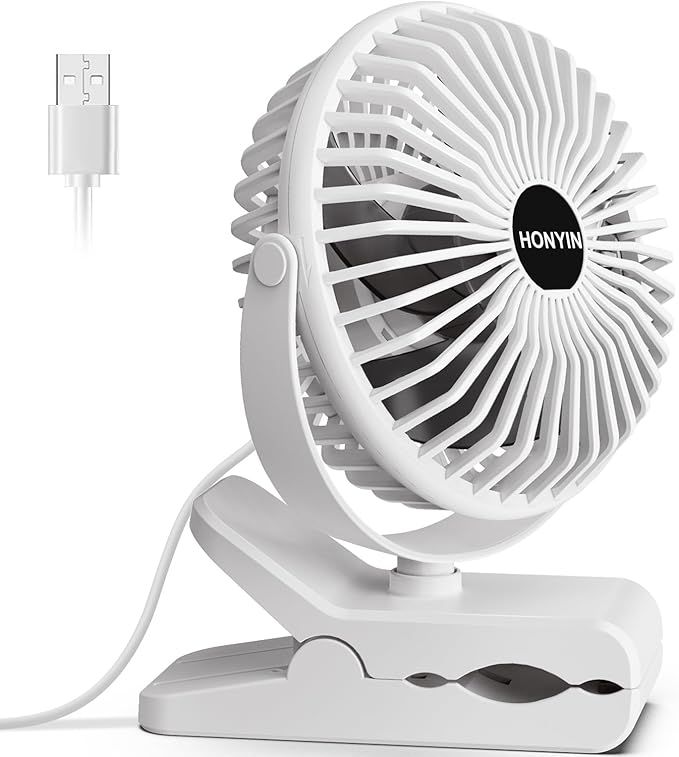 HONYIN USB Clip on Fan, 720° Rotation Small Desk & Clip Fan, Personal Cooling Fan with Sturdy Cl... | Amazon (US)
