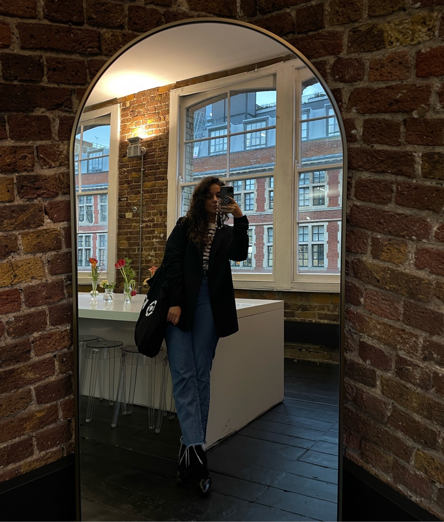 Go to work office outfit, minimal statement pieces like high waisted jeans, stripe tee and black oversized blazer 

#LTKstyletip #LTKeurope #LTKworkwear